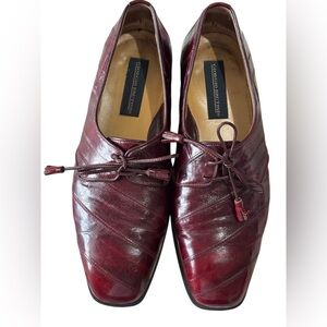 VTG Giorgio Brutini Men’s Dress Shoes Genuine Eel Skin Leather Burgundy 9.5D